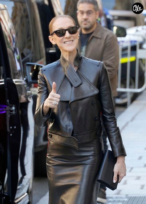 Le 14 octobre 2026, la chanteuse arborait un ensemble en cuir signé Tom Ford.

Céline Dion salue ses fans à la sortie de l’hôtel Royal Monceau à Paris avant de rejoindre La Plenitude Arena de Paris La Défense pour poursuivre sa série de concerts le 14 octobre 2026. © Christophe Aubert/Bestimage