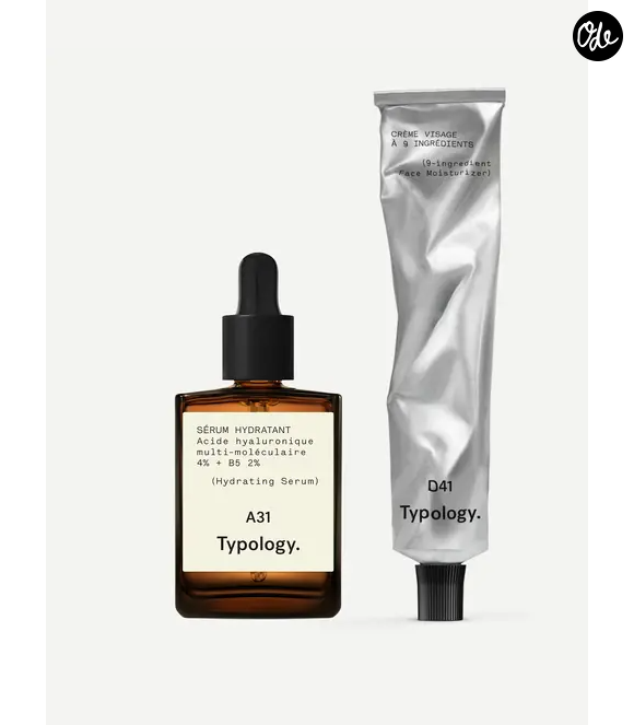 Le Duo peaux sèches de Typology : Cette routine minimaliste associe un sérum à l'acide hyaluronique et une crème pour hydrater en profondeur.

Sélection de produits pour peaux sèches par la rédaction d'Ode.