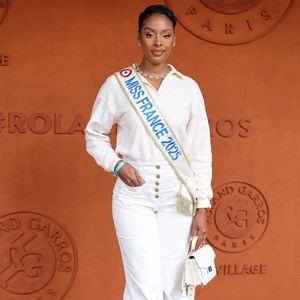 Angelique Angarni-Filopon (Miss France 2025) au village lors des Internationaux de France de Tennis de Roland Garros 2025, à Paris, France, le 2 Juin 2025. © Jacovides-Moreau/Bestimage