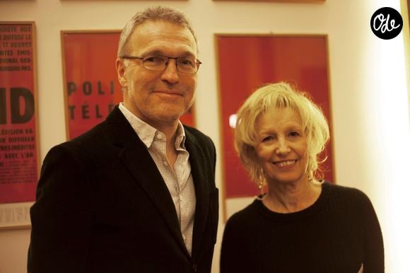 Laurent Ruquier et Catherine Barma - Remise du Prix Philippe Caloni 2015 à la Scam (Société Civile des Auteurs Multimedias) à Paris le 24 novembre 2015. Le prix Philippe Caloni distingue chaque année un journaliste professionnel pratiquant avec talent l'exercice de l'interview ou de l'entretien. © Veeren / Bestimage