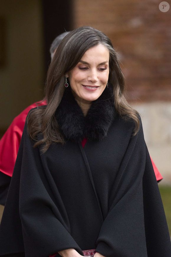 Queen Letizia of Spain (La reine Letizia d’Espagne) attends the Investiture of King Felipe VI as Doctor Honoris Causa by the University of Alcala at University of Alcala on February 27, 2025 in Alcala de Henares, Spain. © Jack Abuin/ZUMA Press Wire/Bestimage