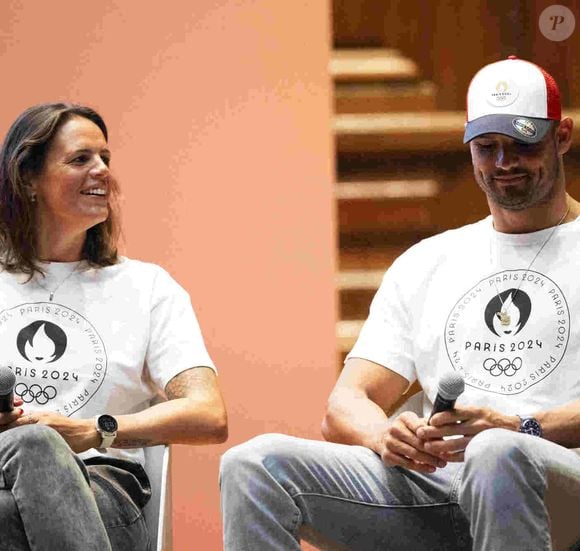 Parrains des Relais de la Flamme Olympique
Laure Manaudou - Florent Manaudou - Dévoilement du parcours du relais de la flamme des Jeux Olympiques de Paris 2024 dans la grand amphitheatre de la Sorbonne à Paris le 23 juin 2023.