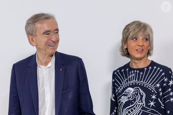 Exclusif - Bernard Arnault , Helene Arnault au greeting du défilé de mode Christian Dior Haute-Couture automne-hiver 2024/2025 lors de la Fashion Week de Paris, France, le 24 Juin 2024. © Olivier Borde/Bestimage