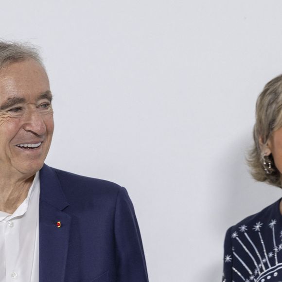 Exclusif - Bernard Arnault , Helene Arnault au greeting du défilé de mode Christian Dior Haute-Couture automne-hiver 2024/2025 lors de la Fashion Week de Paris, France, le 24 Juin 2024. © Olivier Borde/Bestimage