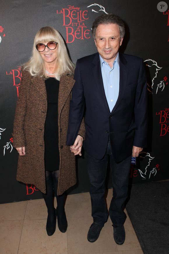 Michel Drucker et son épouse Dany Saval assistant à la première de la comédie musicale La Belle Et La Bête, avec Vincent Niclo, qui s'est tenue au Théâtre Mogador à Paris, France, le 20 mars 2014. Photo Audrey Poree/ABACAPRESS.COM