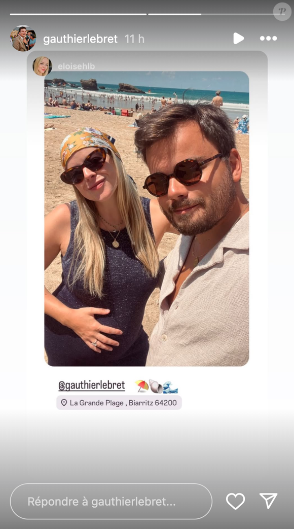Gauthier Le Bret profite de ses vacances à Biarritz en postant une photo aux côtés de sa femme enceinte le lundi 28 juillet 2025 sur Instagram.
Crédit : Instagram/gauthierlebret