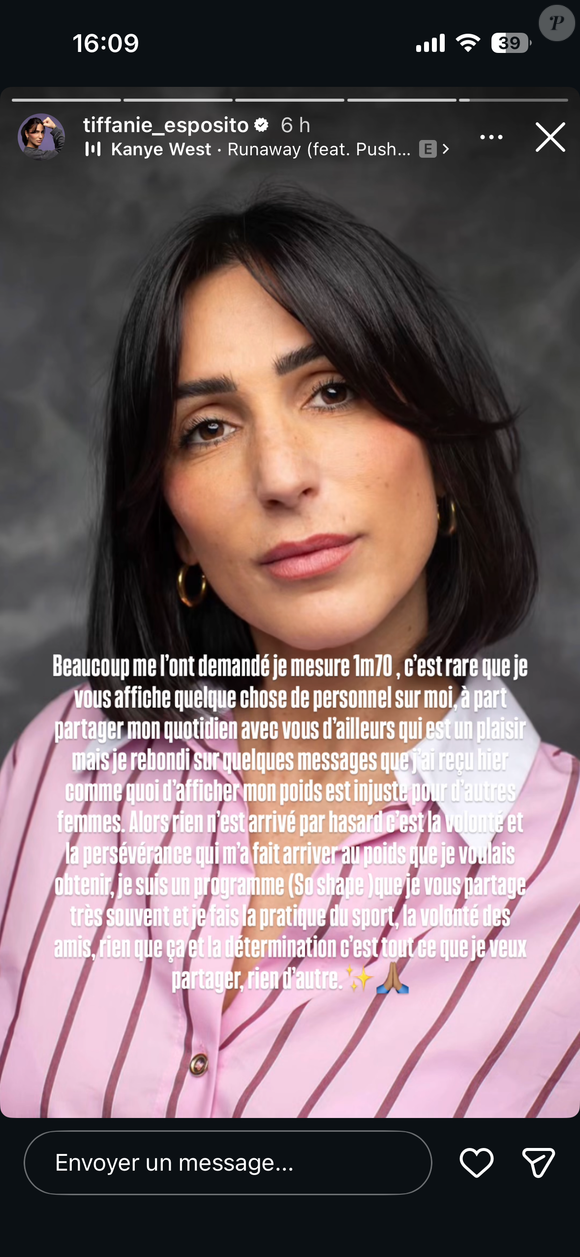 Après une période personnelle difficile, elle dit se sentir plus forte que jamais.

Capture Instagram - Tiffanie.esposito