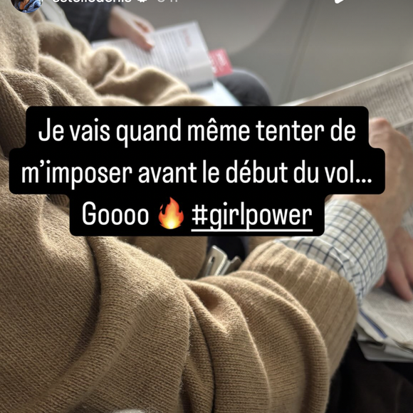 “Je vais quand même tenter de m’imposer avant le début du vol… Gooo”, lance Estelle Denis