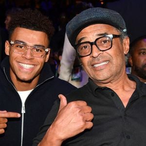 Désiré Doué ( PSG), Yannick Noah  - Jannik Sinner remporte le Rolex Paris Masters 2025 face à Félix Auger-Aliassime à la Défense Arena le 2 novembre 2025 . © Veeren/Bestimage