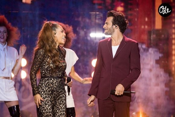 Exclusif - Amel Bent et Amir Haddad - Enregistrement de l'émission "Fête de la chanson française" à l'Olympia à Paris, qui sera diffusée le 9 janvier sur France 2. 
© Tiziano Da Silva - Cyril Moreau / Bestimage