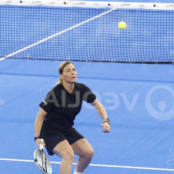 Exclusif - Laure Boulleau - Célébrités participent au tournoi "Padel Invitational” co-organisée par Webedia et la Fédération Française de Tennis (FFT) sur le court Philippe Chatrier lors du Greenweez Paris Major Premier Padel 2024 à Roland Garros le 28 septembre 2024. © Marc Ausset-Lacroix/Bestimage