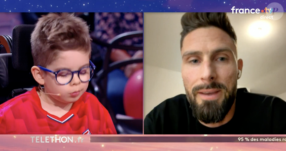 Olivier Giroud sur France 2 pendant le "Téléthon"