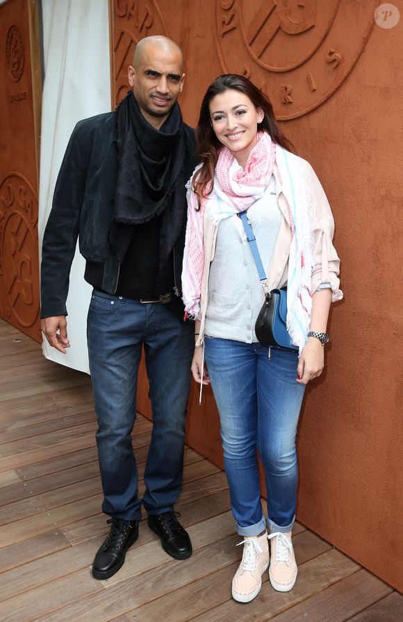 Aurelien Capoue et Rachel Legrain-Trapani - People au village des Internationaux de France de tennis de Roland Garros à Paris, le 28 mai  2014.