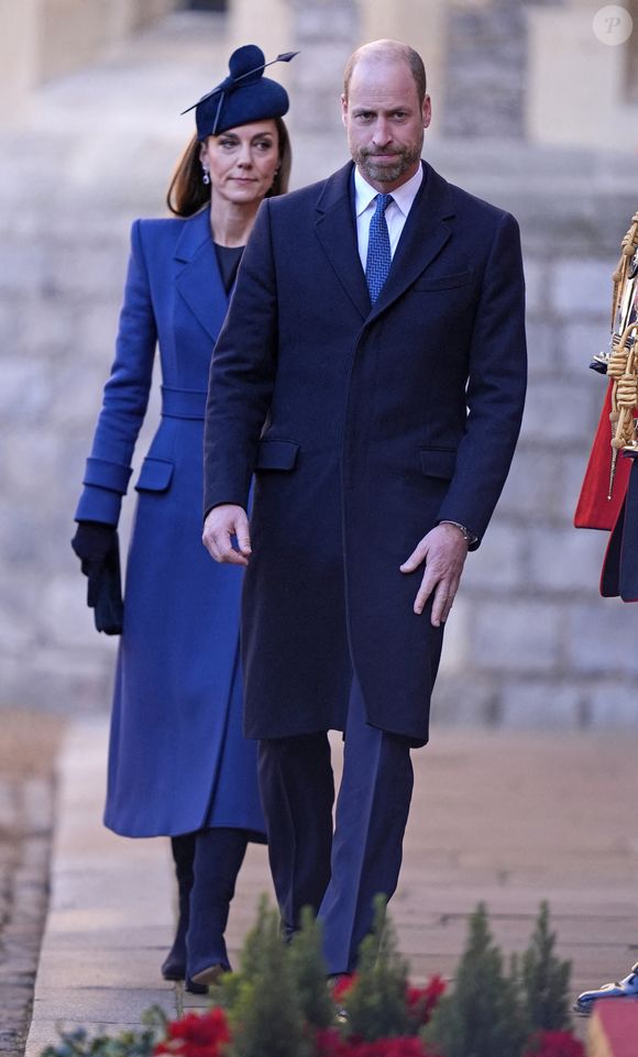 Le Prince et la Princesse de Galles arrivent à la cérémonie d'accueil au château de Windsor, dans le Berkshire, au premier jour de la visite d'État au Royaume-Uni du Président de la République fédérale d'Allemagne. Photo : Andrew Matthews/PA Wire : Andrew Matthews/PA Wire