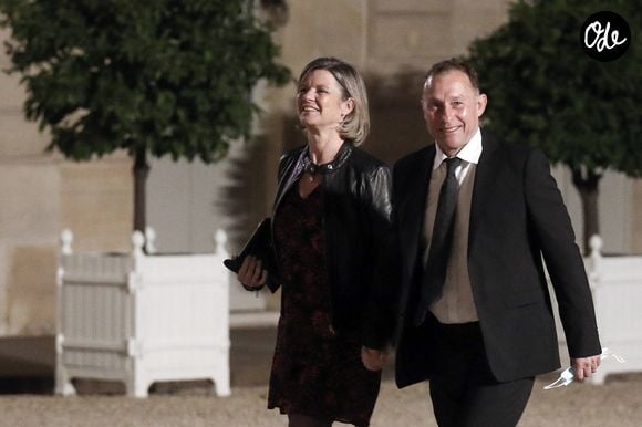 L'ancien joueur de football français, Jean-Pierre Papin et sa femme Florence Papin - Dîner au Palais de l'Elysée en l'honneur des 50 ans du Variétés Club de France, à Paris, le 14 octobre 2021. © Stéphane Lemouton / Bestimage