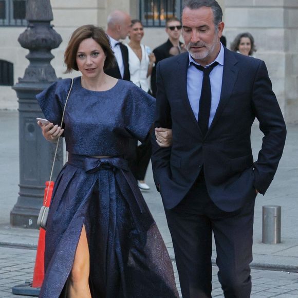 Exclusif - Jean Dujardin et sa femme Nathalie Péchalat arrivent à la cérémonie " 2023 Laureus World Sports Awards" à Paris le 8 mai 2023.