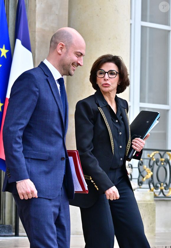 Rachida Dati, Ministre de la Culture et Jean-Noël Barrot, Ministre de l'Europe et des Affaires étrangères - Sorties du Conseil des ministres au palais de l'Elysée à Paris, le 10 février 2026.
© Christian Liewig/Bestimage