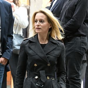 Audrey Crespo-Mara - Sorties des obsèques de Nonce Paolini en l'église Saint-Honoré-d'Eylau, 66 bis, avenue Raymond-Poincaré à Paris, France, le 23 juillet 2024.