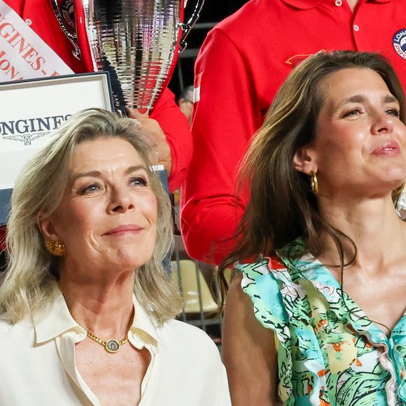 La princesse Caroline de Hanovre et sa fille Charlotte Casiraghi ont a assisté à la Monaco Longines Pro Am Cup au profit de l' AMADE à Monaco, le 3 juillet 2024. © Claudia Albuquerque/Bestimage