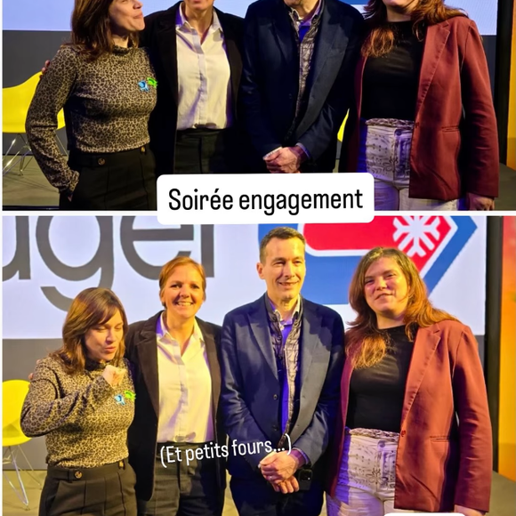 Elle y est intervenue en tant que présidente de l'association Premiers de Cordée pour débattre avec d'autres invités autour du thème de l'engagement.

Nathalie Péchalat en soirée.