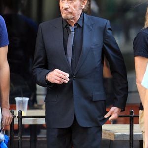 Johnny Hallyday filmé pour son nouveau clip à Los Angeles. Sa femme Laeticia Hallyday et sa fille étaient également sur le plateau. Los Angeles, Californie - Dimanche 12 octobre 2014. Photographie : Miguel Aguilar, © /PCN/ABACAPRESS.COM