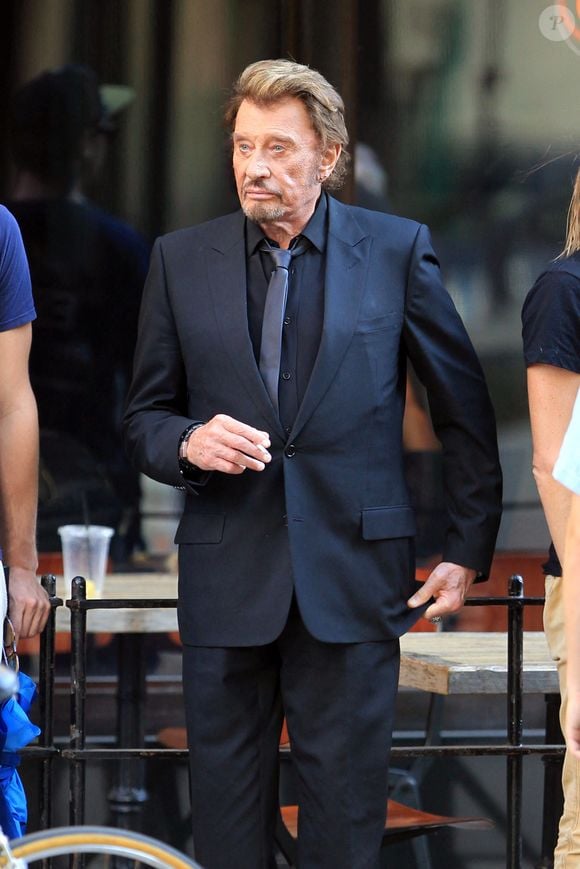 Johnny Hallyday filmé pour son nouveau clip à Los Angeles. Sa femme Laeticia Hallyday et sa fille étaient également sur le plateau. Los Angeles, Californie - Dimanche 12 octobre 2014. Photographie : Miguel Aguilar, © /PCN/ABACAPRESS.COM