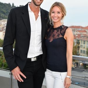 Alain Bernard, le champion olympique de natation et ambassadeur de la Fondation, et sa compagne Faustine durant la soirée de la Fondation Claude Pompidou sur le toit terrasse de l'hôtel Aston La Scala après la remise du prix 2018. Cette année, c'est le professeur Guylène Page du CHU de Poitiers qui a reçu le chèque de 100000 euros pour le 9ième prix Claude Pompidou pour la recherche sur la maladie d'Alzheimer à la Fondation Claude Pompidou à Nice, France, le 14 septembre 2018. © Bruno Bebert-LMS/Bestimage