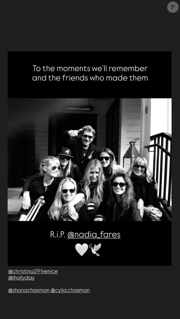 Story de Laeticia Hallyday sur Nadia Farès, hommage ©Instagram - Laeticia Hallyday