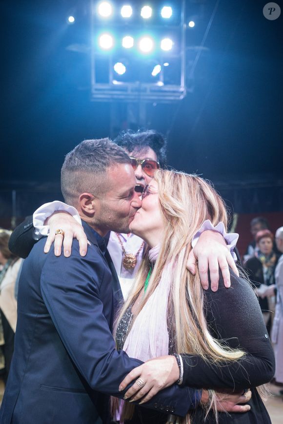 Exclusif - Loana Petrucciani (marraine 2017 de "Soupe En Scène"), Phil Storm et son ami Eryl Prayer (qui chante "Love me tender" en duo avec Loana) au cocktail à la fin de la soirée "Soupe En Scène" au Cirque Pinder à Lyon, France, le 12 avril 2017. © Agence/Bestimage
