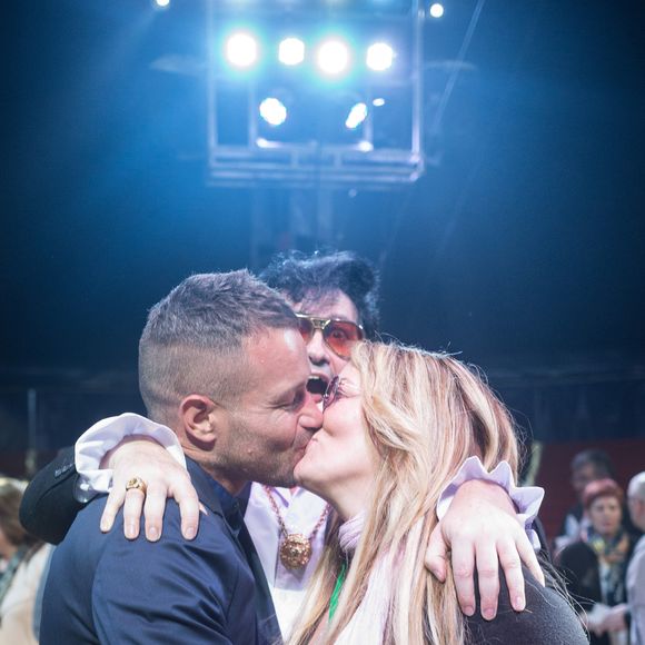 Exclusif - Loana Petrucciani (marraine 2017 de "Soupe En Scène"), Phil Storm et son ami Eryl Prayer (qui chante "Love me tender" en duo avec Loana) au cocktail à la fin de la soirée "Soupe En Scène" au Cirque Pinder à Lyon, France, le 12 avril 2017. © Agence/Bestimage