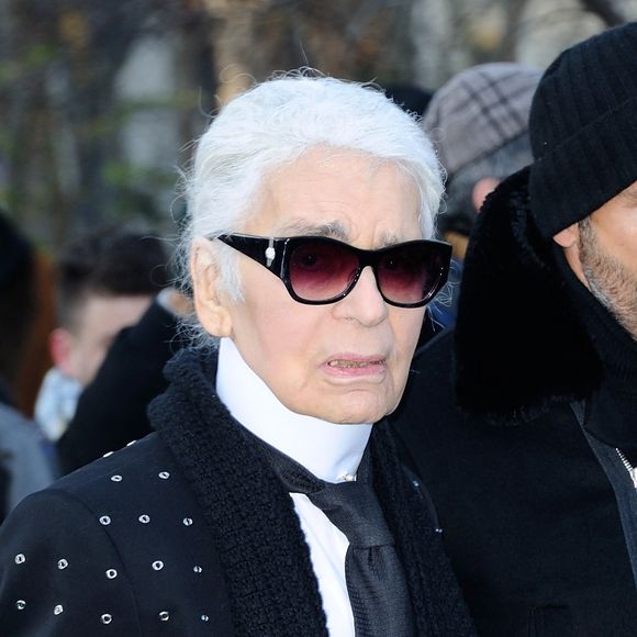 Karl Lagerfeld assistant au défilé Dior Homme Menswear Automne/Hiver 2017-2018 dans le cadre de la semaine de la mode à Paris, France, le 21 janvier 2017. © Aurore Marechal/ABACAPRESS.COM