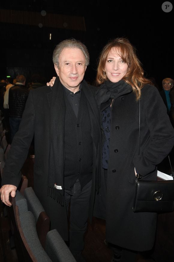 Michel Drucker et Stéphanie (Stéfanie) Jarre - Générale du 5ème woman show "N°5 de Chollet" de Christelle Chollet à la Salle Pleyel à Paris, le 17 janvier 2019. © Coadic Guirec/Bestimage