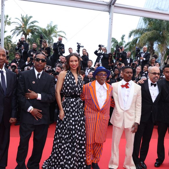 Jason Michael Berman, Denzel Washington, Elijah Wright, Jeffrey Wright, Aubrey Joseph, Ilfenesh Hadera, Spike Lee, ASAP Rocky, Wendell Pierce et Alan Fox sur le tapis rouge de "Highest 2 Lowest" lors du 78ème Festival de Cannes au Palais des Festivals le 19 mai 2025 à Cannes, France. Photo by Jerome Domine/ABACAPRESS.COM