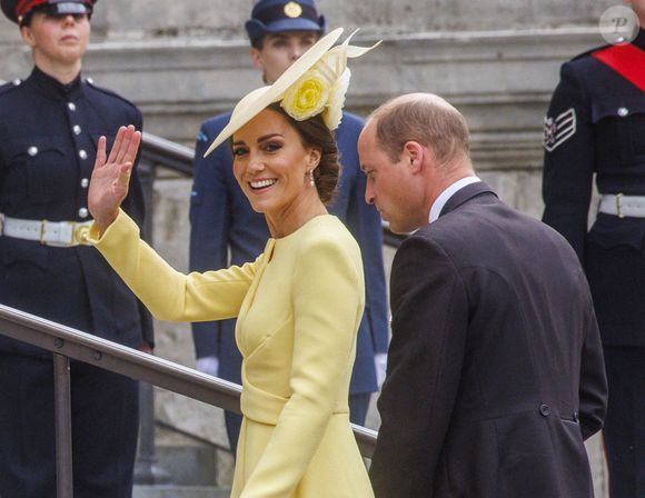 Catherine, duchesse de Cambridge, arrive à St Pauls avec le duc de Cambridge. Service d'action de grâce du jubilé de platine. Cathédrale St Pauls. Londres, Royaume-Uni, 3 juin 2022. Photo by Mark Thomas/i-Images/ABACAPRESS.COM