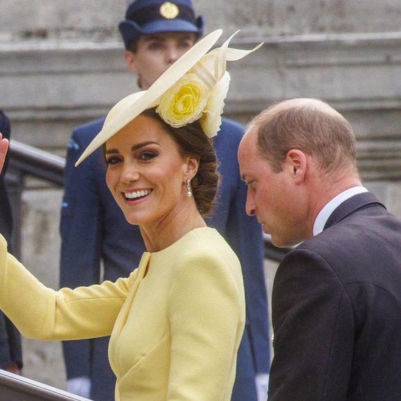 Catherine, duchesse de Cambridge, arrive à St Pauls avec le duc de Cambridge. Service d'action de grâce du jubilé de platine. Cathédrale St Pauls. Londres, Royaume-Uni, 3 juin 2022. Photo by Mark Thomas/i-Images/ABACAPRESS.COM