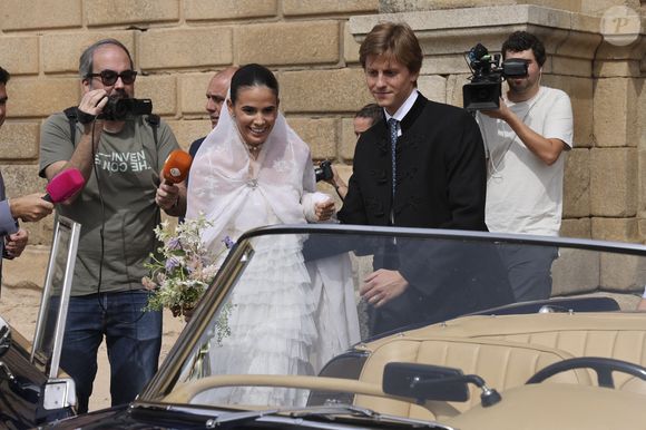 Lucia Entrecanales et Laszlo Bene lors du mariage de Lucia Entrecanales et Laszlo Bene à Tolède, Espagne, le samedi 27 septembre 2025. Photo by GTres/ABACAPRESS.COM