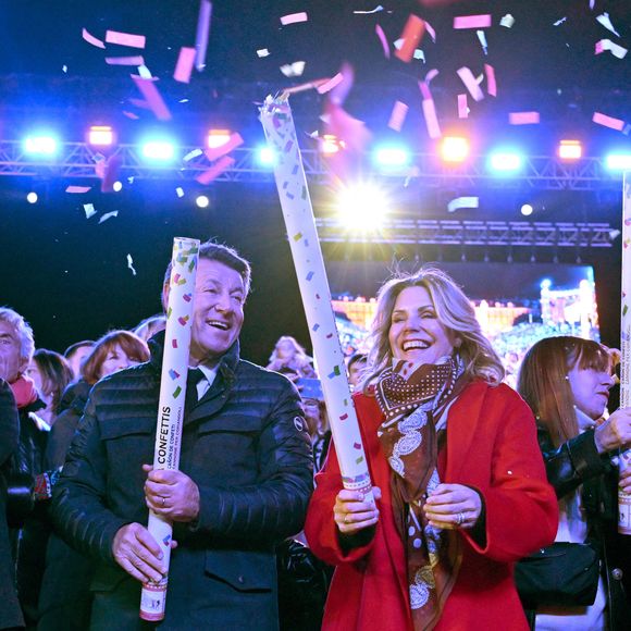 Christian Estrosi, le maire de Nice, et sa femme Laura Tenoudji Estrosi durant la soirée d'ouverture de la 140eme édition du Carnaval de Nice "Roi des Oceans" à Nice, le 15 février 2025. © Bruno Bebert/Bestimage