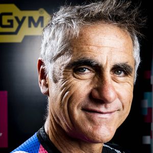 Présentation du vélo d'appartement Technogym Ride par Laurent Jalabert à Paris le 17 mai 2022.