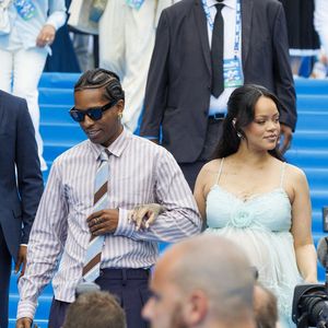 Rakim Athelaston Mayers aka ASAP Rocky et Robyn Rihanna Fenty photographiés lors de la première mondiale du nouveau film 'De Smurfen/ Les Schtroumpfs, le 28 juin 2025 à Bruxelles, Belgique. Photo by ABACAPRESS.COM
