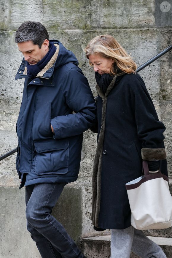 Claire Chazal, guest - Sortie des obsèques de C.Laborde  en l’église Saint-Roch à Paris, le 6 février 2025. Décédée le 28 janvier 2025 à l'âge de 73 ans, l'ancienne présentatrice météo de TF1 (1988 - 2017) était atteinte de la maladie neurodégénérative à corps de Lewy. 
© Jacovides - Moreau / Bestimag