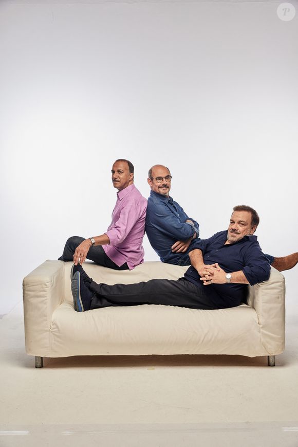 Exclusif - Rendez-vous avec Les Inconnus (Didier Bourdon, Bernard Campan et Pascal Légitimus) en studio à Paris. Le 4 octobre 2022
© Cyril Moreau / Bestimage