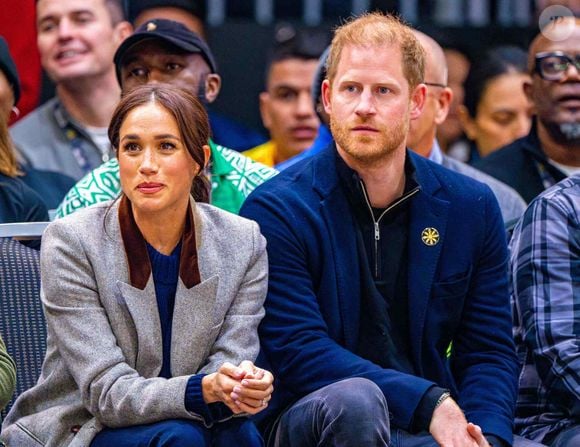 Le prince Harry, duc de Sussex, Meghan Markle, duchesse de Sussex au basket-ball en fauteuil roulant au Centre des congrès de Vancouver pendant les Invictus Games Vancouver Whistler 2025 au Canada. Vancouver, Canada le 9 février 2025. Photo by Mischa Schoemaker/ABACAPRESS.COM