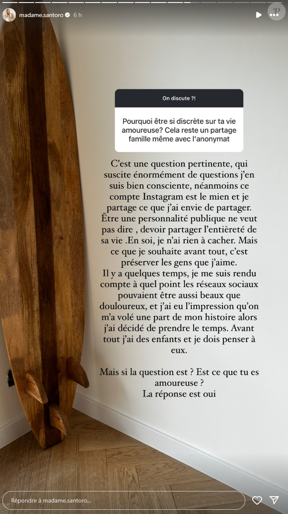 C'est sur Instagram qu'elle annonce la nouvelle.

Camille Santoro, ex-star de "Familles nombreuses", s'explique sur sa situation amoureuse.