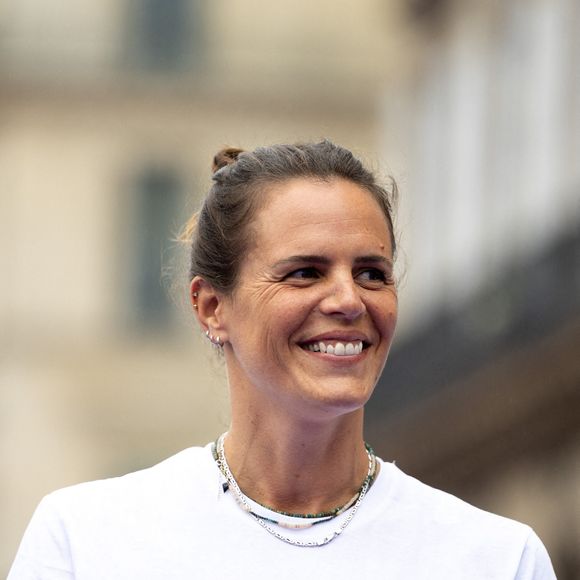Laure Manaudou dans le cadre de la première édition de la Fête du sport sur la place de l'Hôtel-de-Ville à Paris, France, le 14 septembre 2025. 

Photo : Alexis Jumeau / Abaca