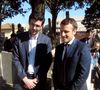 Deux ans avant sa mort, la justice a reconnu David Greenwald comme son fils.
Emmanuel Macron, fondateur du mouvement En Marche! et candidat à l'élection présidentielle 2017 fleurit la tombe de l'acteur Roger Hanin au cimetière israélite de Saint-Eugène à Alger le 14 février 2017 avec David Greenwald, le fils de Roger Hanin). 
© Zinedine Zebar / Bestimage