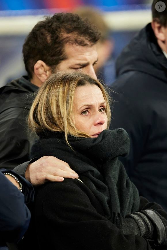 Jalil Narjissi et Valérie Narjissi (les parents de Mehdi Narjissi) - Hommage à Medhi Narjissi, disparu cet été lors d’un stage en Afrique du sud, lors du lancement du Tournoi des Six Nations opposant la France au Pays de Galles, au Stade de France, à Saint-Denis, Seine Saint-Denis, France, le 31 janvier 2025. © Cyril Moreau/Bestimage