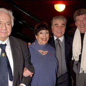 Micheline Dax avec Michel Galabru, Roger Pierre et Patrick Préjean. © Serge Arnal/ABACA. 56720-8. Paris-France, 03 Mars 2004