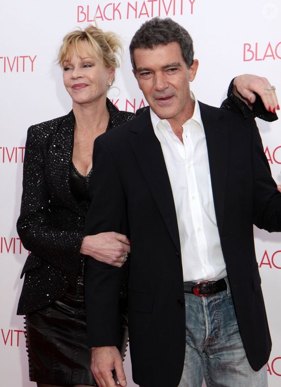 Melanie Griffith, Antonio Banderas - Premiere de "Black Nativity" a New York le 18 novembre 2013. Photo par Bestimage