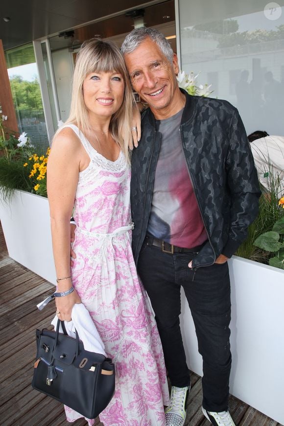 Exclusif - Nagui et sa femme Mélanie Page - Célébrités au Déjeuner France TV lors des Internationaux de France de Tennis de Roland Garros 2023 - Jour 15 à Paris le 11 Juin 2023. 
© Bertrand Rindoff / Bestimage