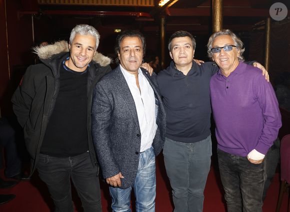 Exclusif - L'ex-champion de boxe Farid Khider, Chico Bouchikhi, Thomas Langmann, Jean-Pierre Savelli - Backstage du concert de Gilbert Montagné aux Folies Bergères à Paris le 4 décembre 2017. © Marc Ausset- Lacroix / Bestimage (no web - No Blog pour suisse et Belgique)